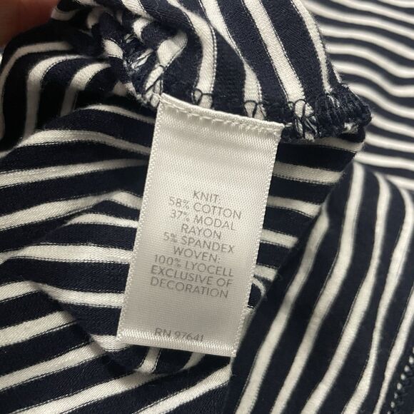 J. Jill Tunic Top Size Small Petite Navy Blue Striped Flutter Sleeve Blouse - Picture 10 of 11